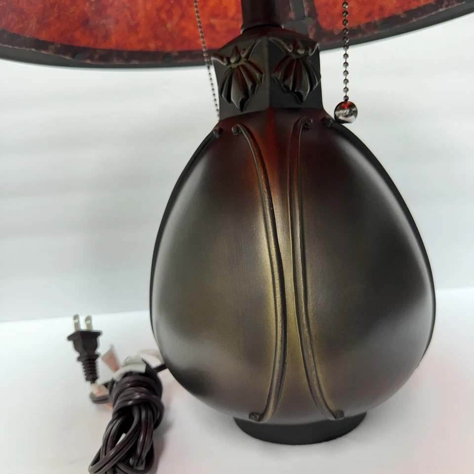 Mission Rustic Table Lamp 19” Mica Shade Bronze Dual Pull Chain - Image 4 of 4