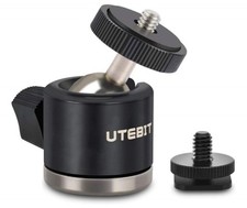 UTEBIT Mini Ball Head, Tripod Head with 1/4" hot Shoe, 360 Rotatable Black