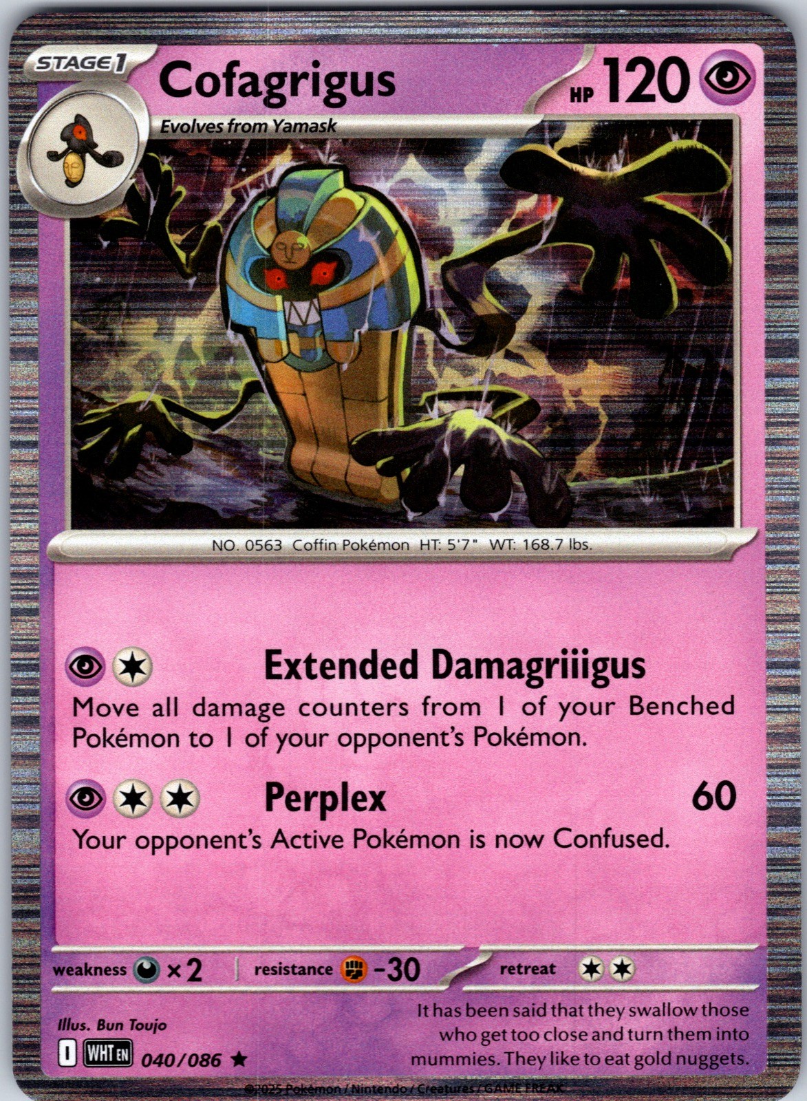 Cofagrigus 040/086 Holo Rare White Flare Pokemon Lightly Played
