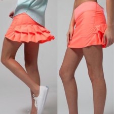 Ivivva By Lululemon Skirt Set The Pace Skort Ruffle Grapefruit Pleated Girls 10