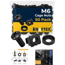 M6 Rack Screws, Cage Nuts  Washers - Easy Install Kit 50 Pack 