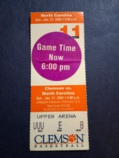 Jan. 27, 2002 Clemson Tigers vs North Carolina Tarheels Basketball Ticket Stub 