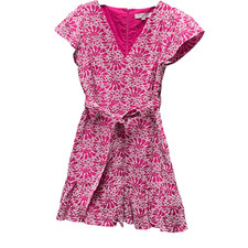 Loft size 8 heavily embroidered fit n flare ruffle cap sleeves dress