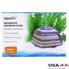Small Decorative Rock Aquarium Filter Set 10 Gallon Tanks W/ Air Pump & Tubing