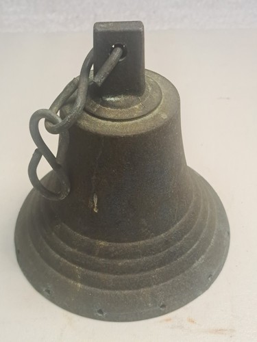 heavy antique brass / bronze bell well patinated missing clapper