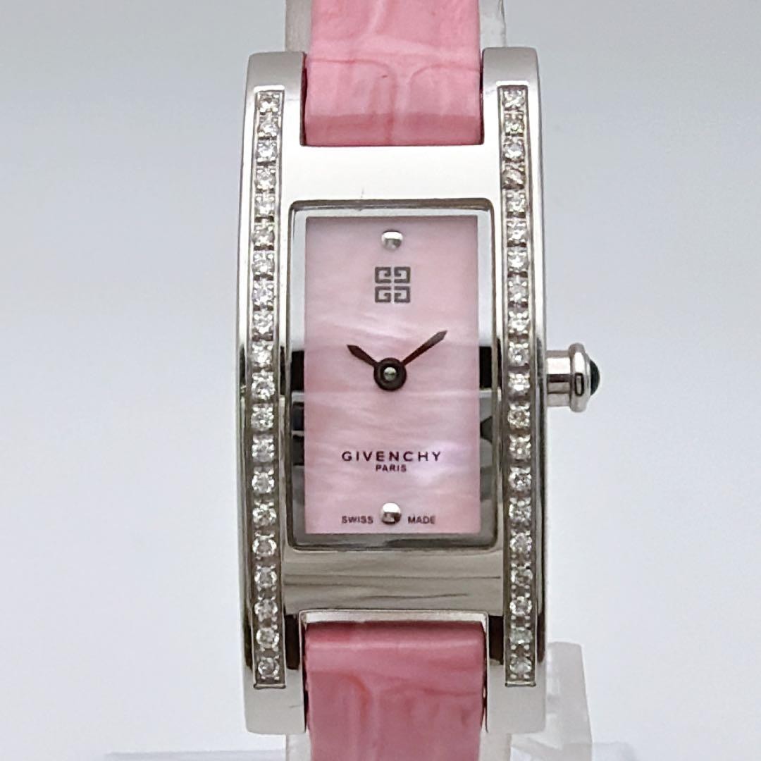 GIVENCHY Diamond Bezel Rectangular Watch Pink Dia… - image 2