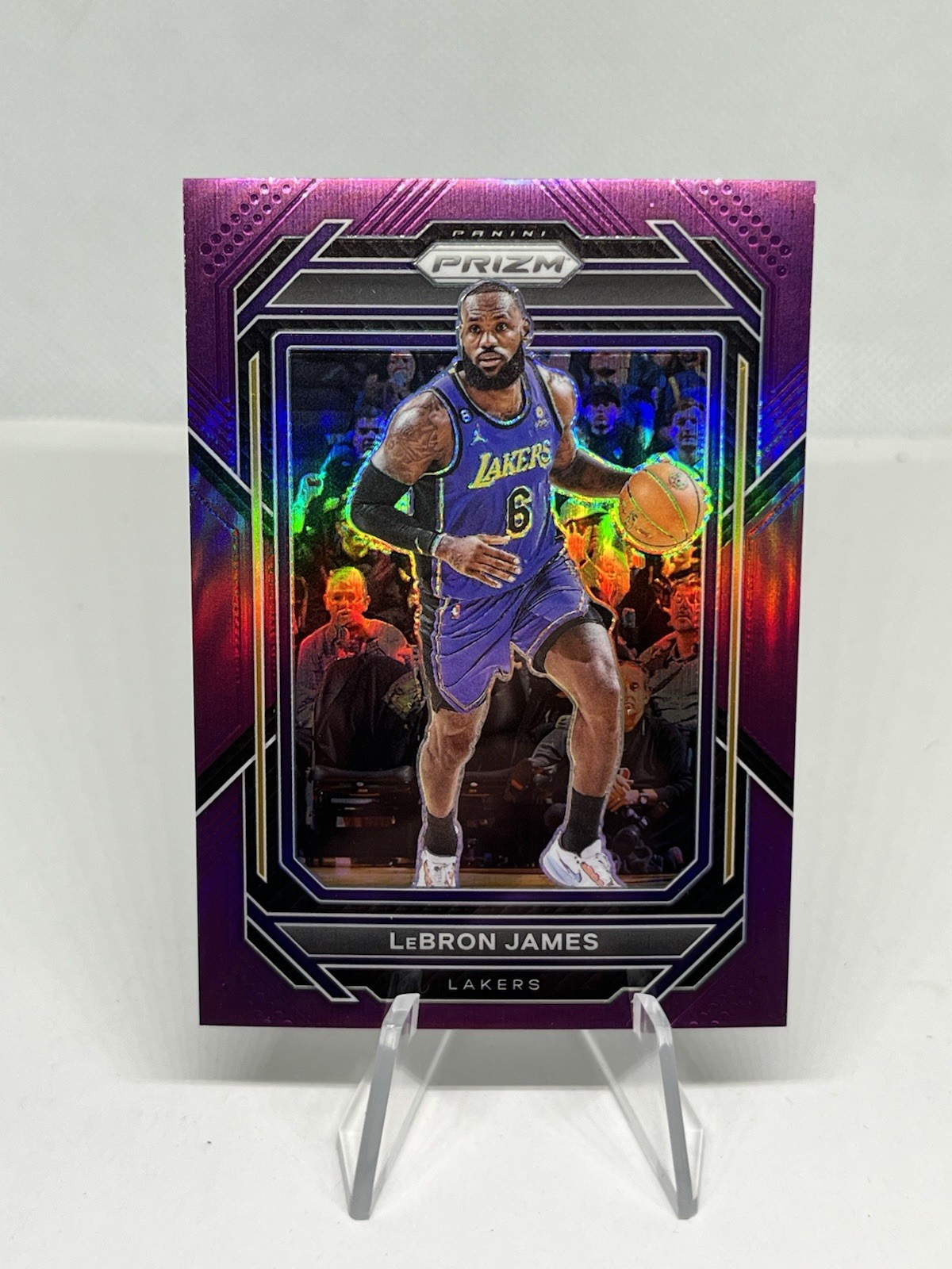 LeBron James 2022-23 Panini Prizm Purple Prizm /99 Lakers Card #134 Color Match