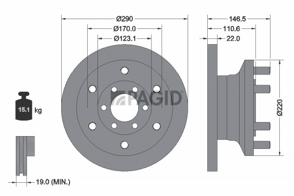2X Pagid Bremsscheibe Voll Ø290Mm FüR Iveco Daily III Pritsche/Fahrgestell-image