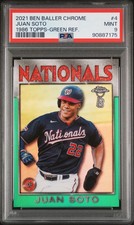 2021 Topps Chrome Ben Baller 1986 Topps Juan Soto Green Refractor /99 PSA 9 MINT