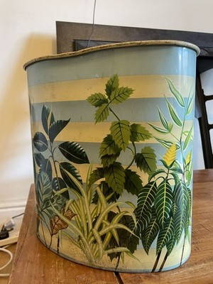 Vintage Retro 60er Metall Mülleimer von Worcester Ware Pflanzenszene Mid Century 