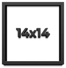 14x14 Shadow Box Frame Black | 1 inches Deep Real Wood Contemporary Shadowbox Di