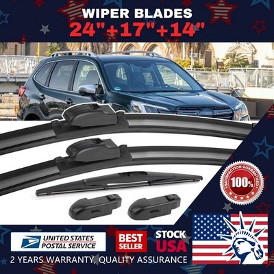 Waterproof Top Lock 24''17''14'' Premium Bracketless Windshield Wiper Blade pair