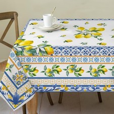 Lemon Tablecloth 60x84 Inch Rectangle - Italian Summer Decor for Home - Water