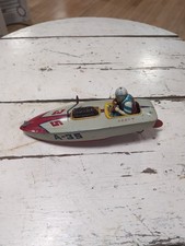 RACING SPEED BOAT TIN TOY BY SAN OF JAPAN