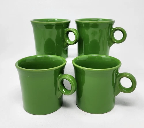 Set of 4 Fiesta Ware Tom and Jerry Green Shamrock Coffee Mug With O Ring Handle