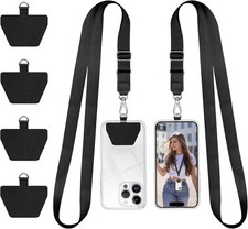 Phone lanyard universal adjustable neck strap 2 pack black