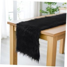 Christmas Table Runner 108 Inches Faux Fur Table Runner Luxury Soft Fur Black