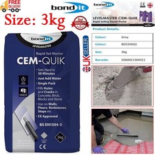 Bond it 3kg Repair Mortar Cem-Quick Sand & Cement Quick Dry Rapid Gap Crack Set