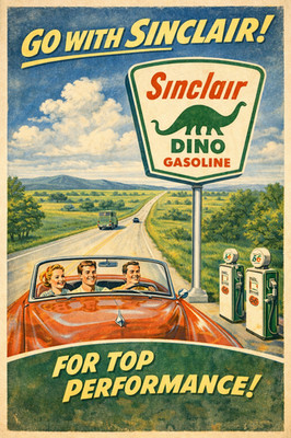 SINCLAIR DINO GASOLINE *2X3 FRIDGE MAGNET* VINTAGE ADVERTISEMENT TOP PERFORMANCE