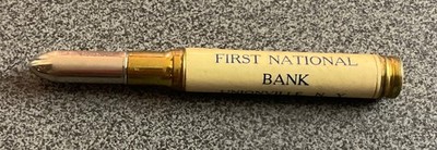 VINTAGE 1950er ERSTE NATIONALBANK, KUGELFÖRMIGER WERBEBLEISTIFT, UNIONVILLE NY