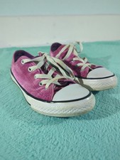 Converse All Star Low Top Pink Velvet Double Tongue Sneakers Youth Size 1