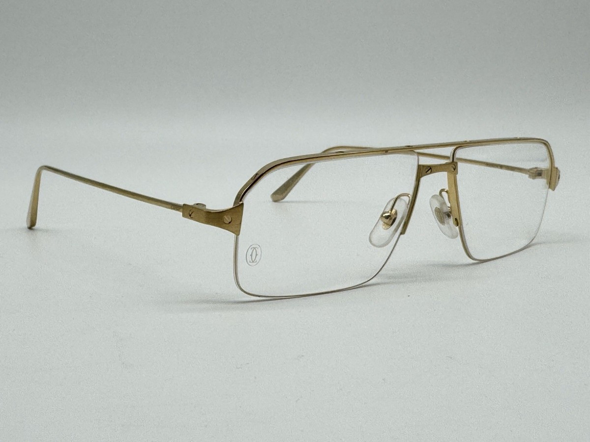 Cartier ゴールド アビエーターサングラス CARTIER EYEWEAR Santos de Cartier Aviator-Style Gold-Tone
