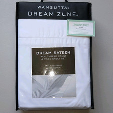 Wamsutta Dream Zone 4pc Queen Sheet Set 400 TC Dream Sateen White Brand NEW