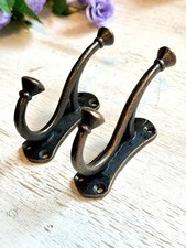 2 Bronze Metal Coat Hook Brushed Brass Antiqu...