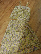 Vintage 80's Howard Wolf Silky Skirt w Matching Blouse Set Women's Small