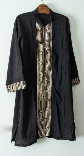Osmoya XL Black Robe Men's Kimono Thailand Cotton Oriental Accents