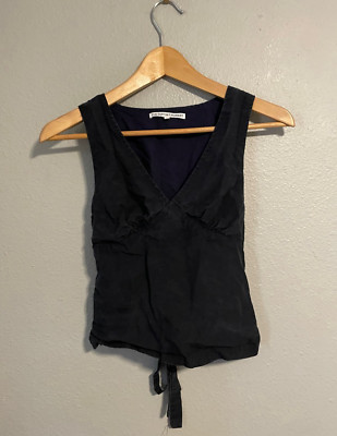 The Editors Market Womens Top Size XS Black Linen Babydoll Clean Girl Summer