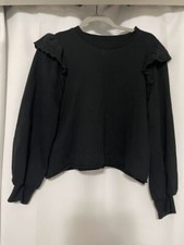 Womens Crewneck Ruffle Detail Pullover Sweate...