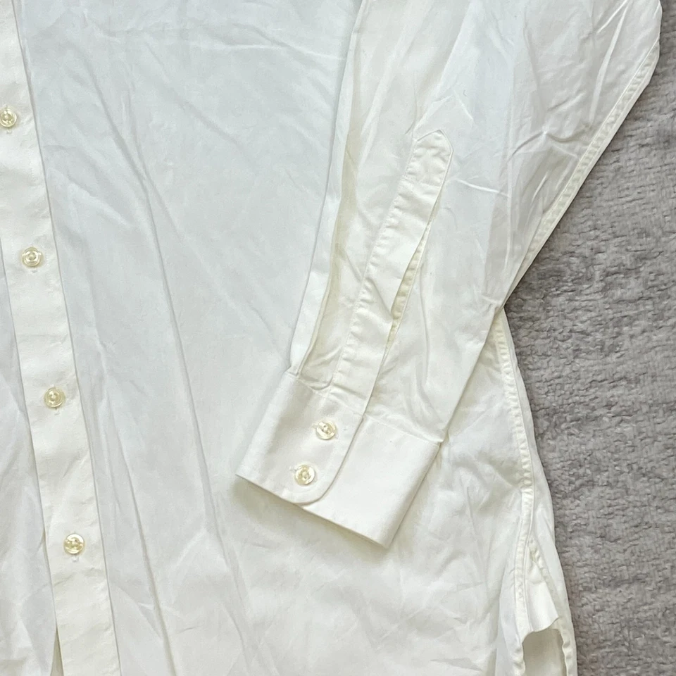 Camisa Charles Tyrwhitt Oxford Botón 16 Blanco Beige 36 Exterior Formal Preppy Hombres Foto 2 de 4