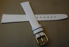New Mens White Calfskin Genuine Leather 18mm Watch Band Gold Tone Buckle