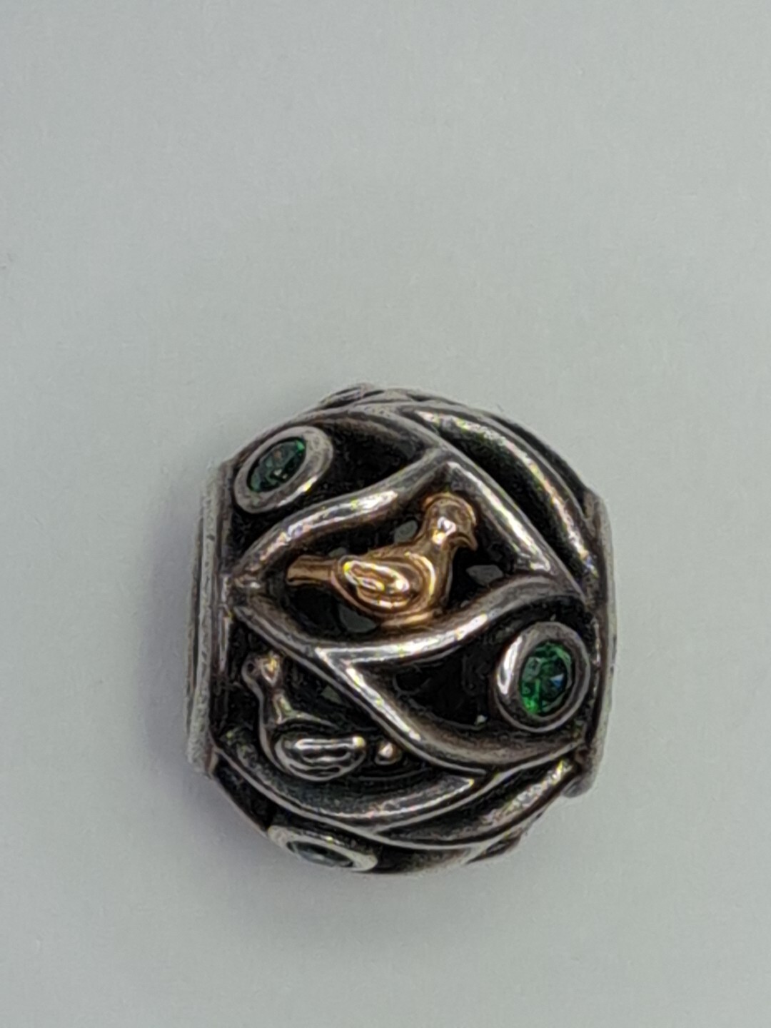 PANDORA S 925 ALE STER SILV 14K GOLD BIRDS OF A FEATHER CHARM