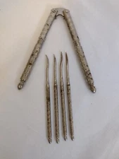 Vintage Nut Shell Cracker & 4 Picks Metal Country Christmas Holiday Decor