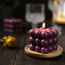 2 BURGUNDY Bubble Cube Unscented Paraffin Wax CANDLES Wedding Centerpieces
