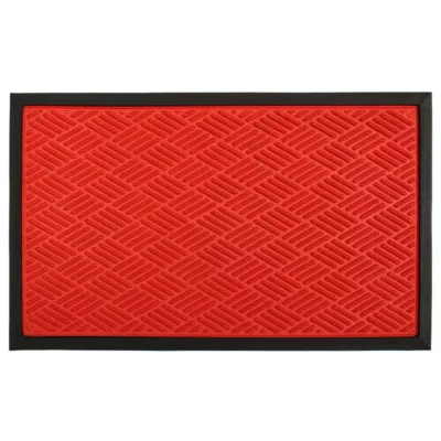 Floor Mat Red 18 In. X 30 In. Rubber Poly Doormat Indoor Outdoor Entryway Rug