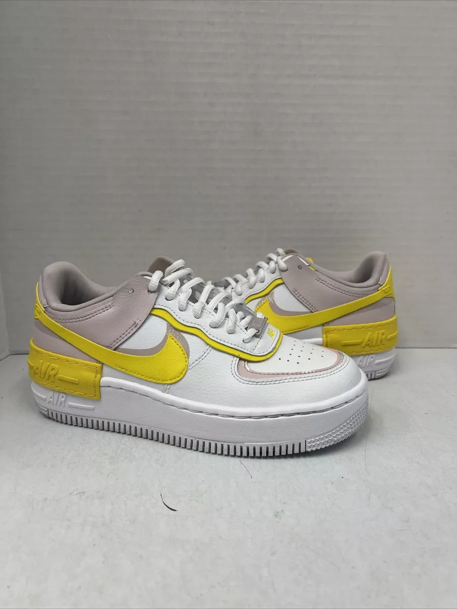 Nike Women's Air Force 1 Shadow White/Speed Yellow-Barely Rose - CJ1641-102