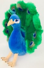 FAO Schwarz Toys R Us Blue Green Peacock Bird 15" Plush Stuffed Animal 2013