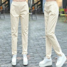 Womens Harem Pants Casual Linen Trousers Straight Leg Elastic Waist Slim Fit SPW