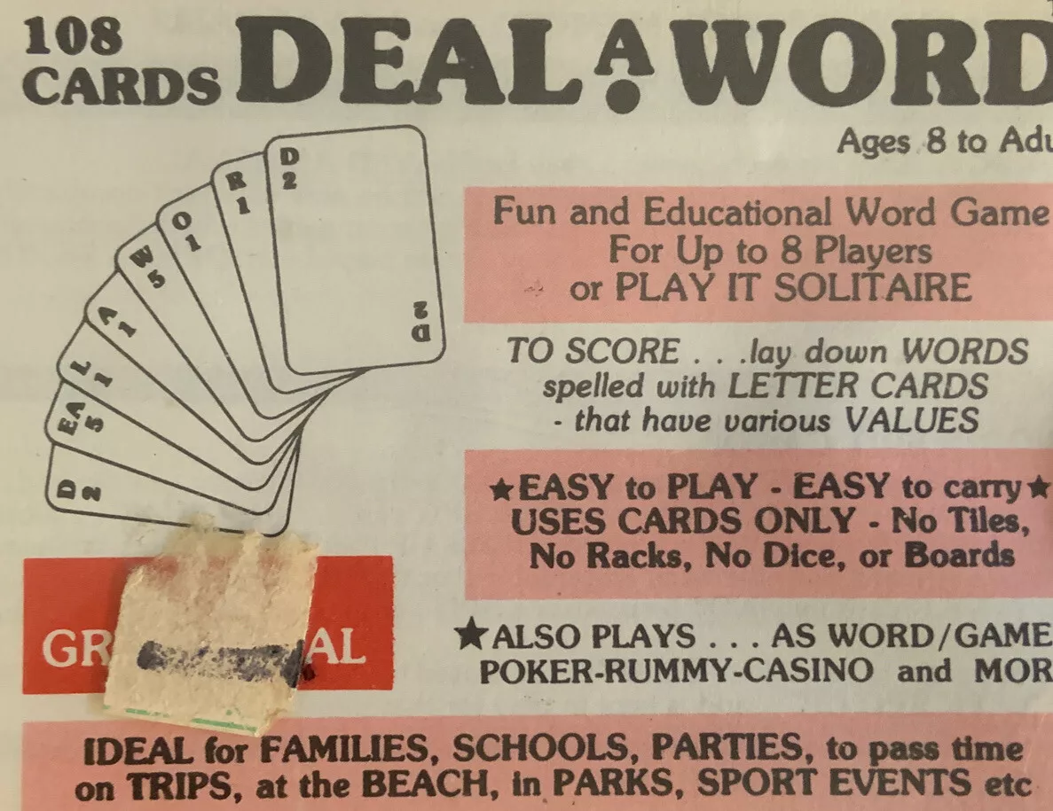 Vintage Deal-a-Word Card Game 108 Cards Much-Ado Corp Chicago 1978