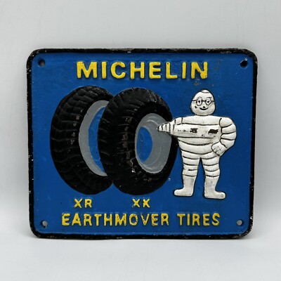 MICHELIN XR XK Earthmover Tires Cast Iron Plaque Sign - Marked London 1959