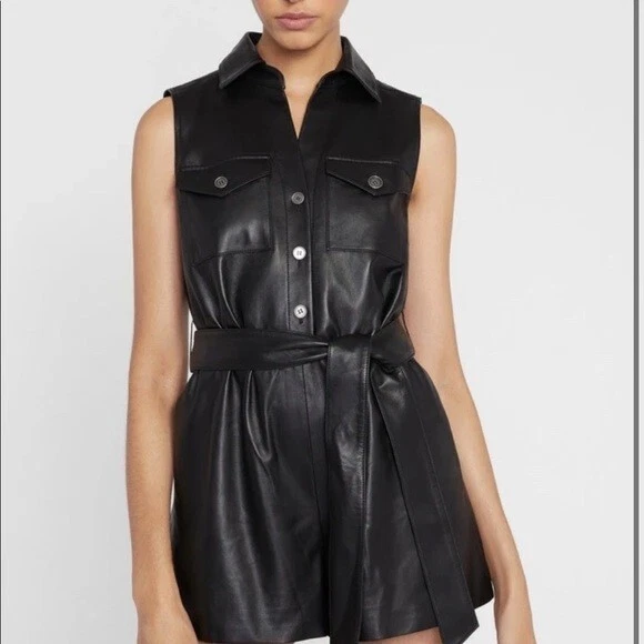 NUEVO, Mameluco Alice + Olivia Imitación Cuero Negro Talla 10 #EP288 Foto 2 de 4