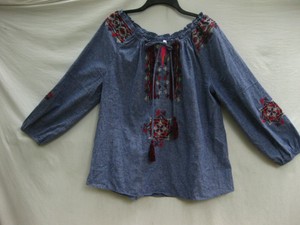 chambray peasant top