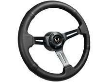 1969-94 Pontiac Firebird Trans Am 6-bolt Black Leather Steering Wheel Kit Gold