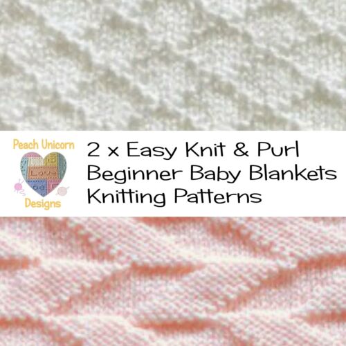 Knitting Patterns for Baby Blankets x 2, Criss Cross & Parallel Lines, Beginner - Afbeelding 1 van 10