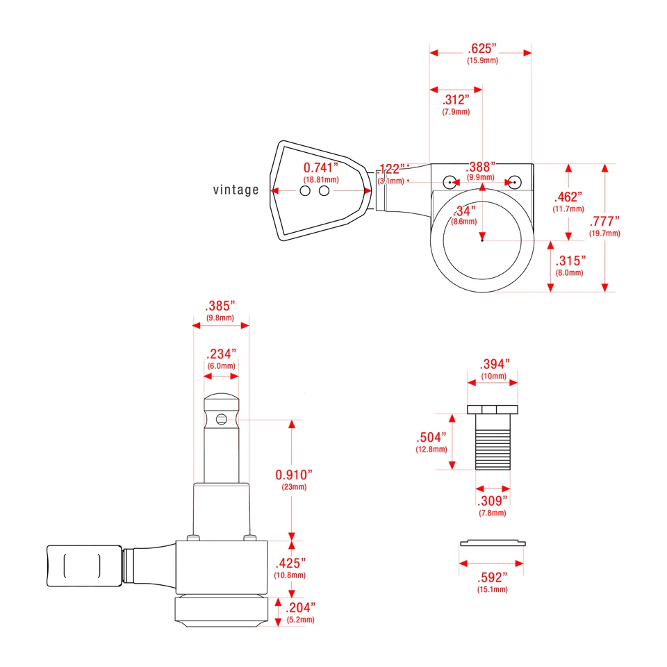 Graph Tech Ratio Locking Tuned Machine Heads - 3+3 Vintage Gold - Image 3 of 4