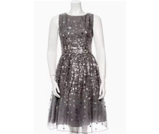 Bill Blass Metallic Silver Sequin Cocktail Dress Size Large Made in USA