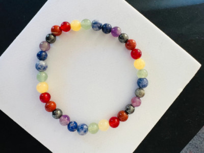 7 Chakra Armband, Naturkristalle, Angst Heilung Kristall Armband 8 mm